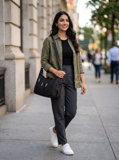 Black Nylon Cross body shoulder sling bag