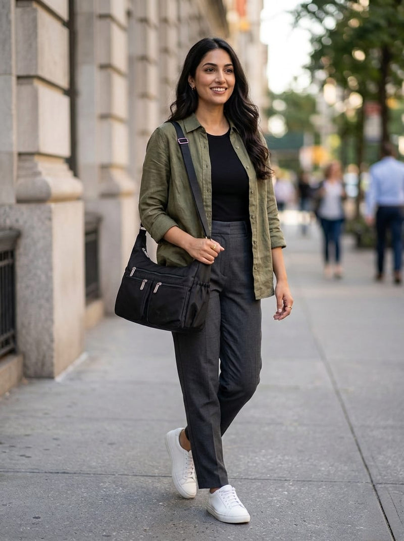 Black Nylon Cross body shoulder sling bag