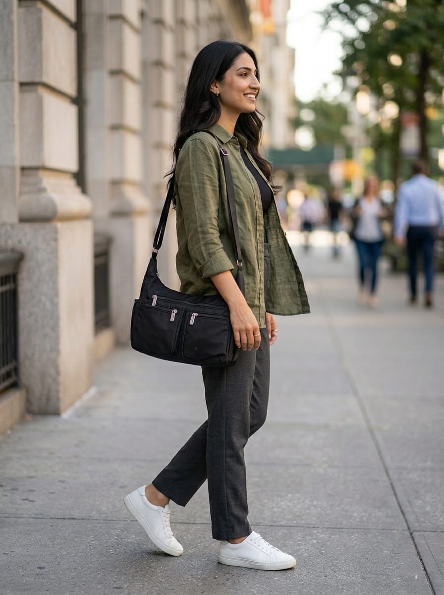 Black Nylon Cross body shoulder sling bag