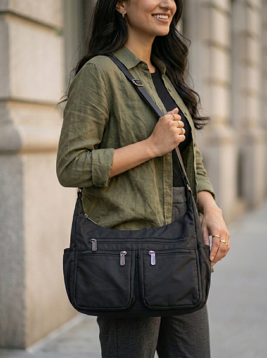 Black Nylon Cross body shoulder sling bag