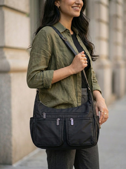 Black Nylon Cross body shoulder sling bag